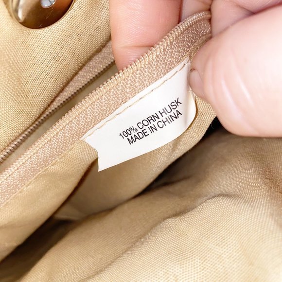 Tribal Basket Bag Black Tan Yellow Made of Corn Husk - Picture 10 of 11